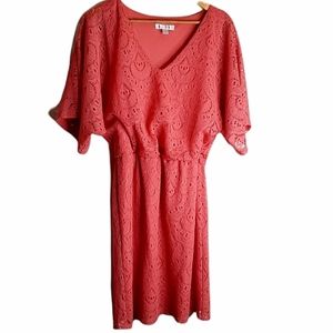 London Times Eyelet Coral Dress Size 8